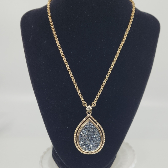 Brighton Vintage Crystal Rocks Teardrop Pendant Necklace - Picture 2 of 7